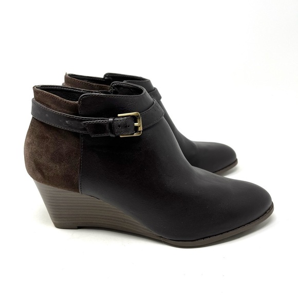 GH Bass Aileen Leather Side Zip Wedge Cushioned Ankle Booties Size 8.5 M - Picture 3 of 9